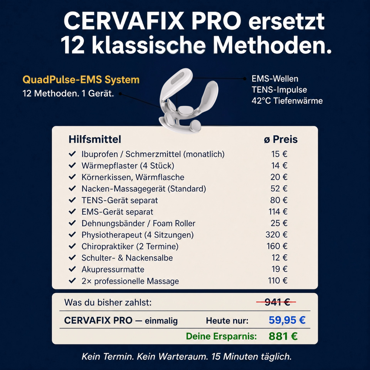 CERVAFIX PRO — QuadPulse-EMS Nackenmassagegerät